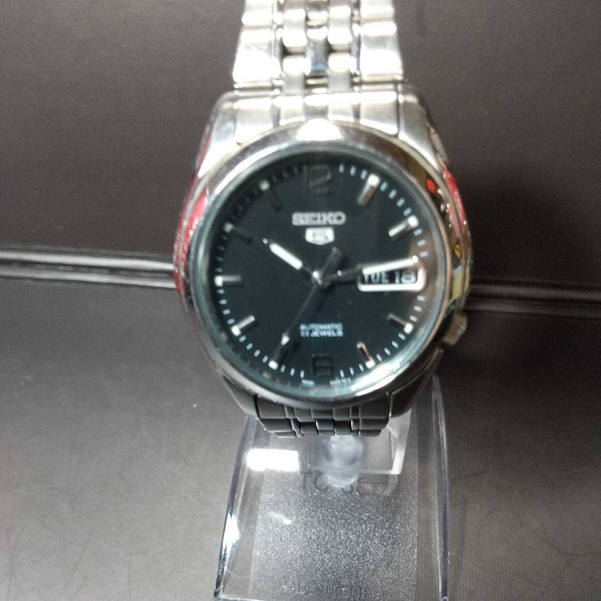 稼働品 SEIKO 5 AT セイコー セイコーファイブ デイデイト 自動巻き メンズ腕時計 裏スケ 純正ブレス 24s5-1 