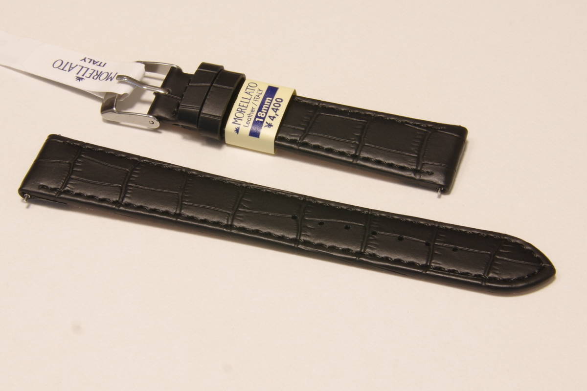 《送料サービス》　ラグ幅 18mm カーフ型押し モレラート　ジューク(JUKE)　ブラック クリッカー仕様