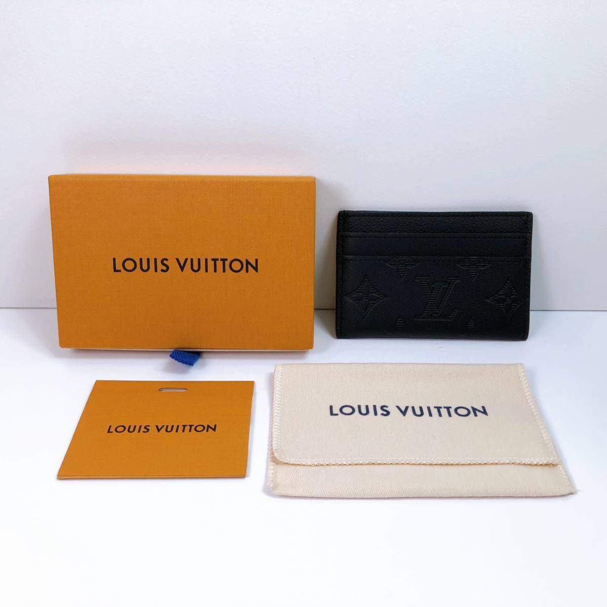 96【美品】LOUIS VUITTON ルイヴィトン 名刺入れ カードケース ブラック ポルトカルト ダブル タグ確認済み 箱付き ほぼ未使用 現状品