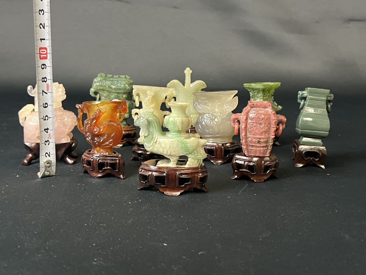 中国　古代ガラス　翡翠瑪瑙など　とんぼ玉　10点まとめて　M　R9227 中国古玩 民国 国宝写玉石十件 古珍器 白玉 瑪瑙 翡翠 砡 中国美術