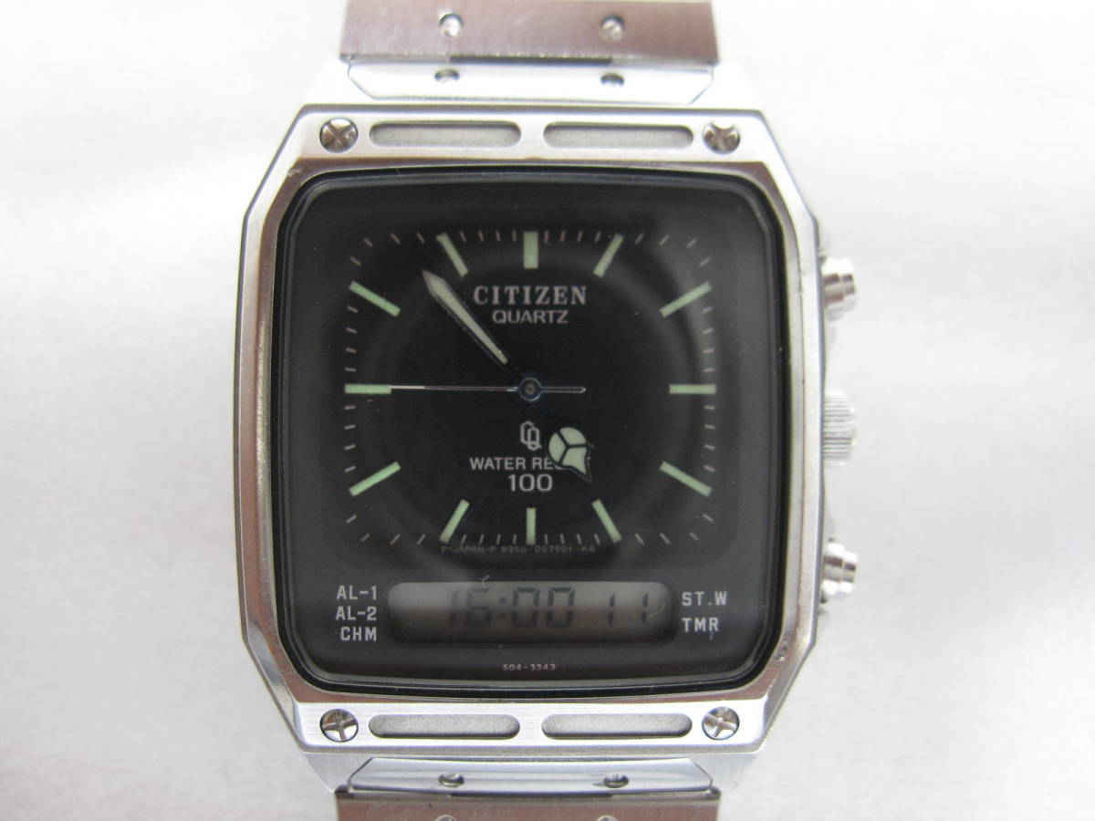 と*い様 メンズ腕時計 アナログ 不動 ジャンク ビンテージ CITIZEN シチズン メンズ腕時計 アナデジ 8950-083083 黒文字盤 3針
