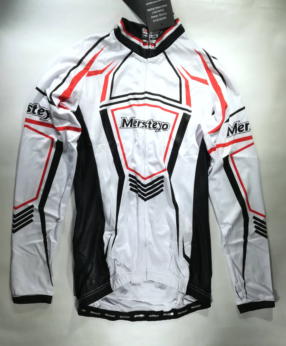 訳あり新品　Mersteyo サイクルジャージ　⑮　白赤 Mサイズ　上下セット サイクリングウェア　後ろポケットあり 自転車
