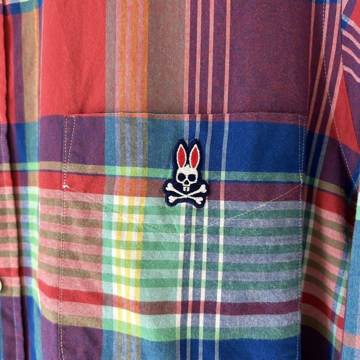 美品 希少サイズ XL Psycho Bunny サイコバニー スカルバニー刺繍 裏 