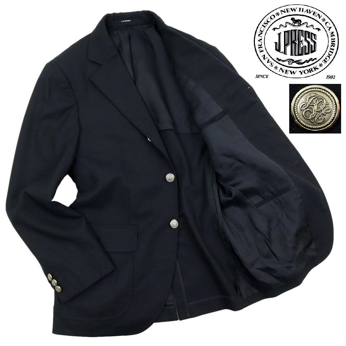 S2862】【銀釦】J.PRESS ジェイプレス テーラードジャケット 紺
