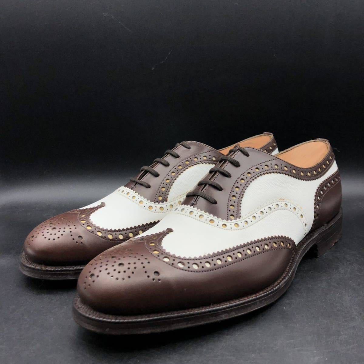 M1201 ほぼ未使用 church's チャーチ レザー シューズ ウィングチップ BARLOW 85G/UK8.5/27.0cm相当 100ラスト 4都市ロゴ フルブローグ