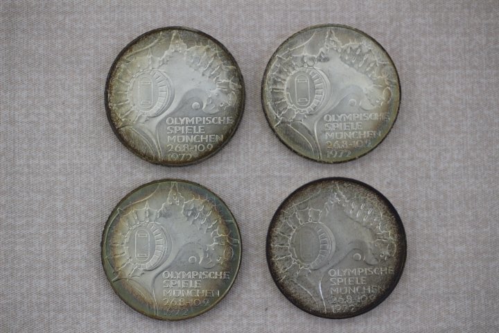 1972年 ミュンヘンオリンピック DM 10 記念銀貨 4点セット ケース付