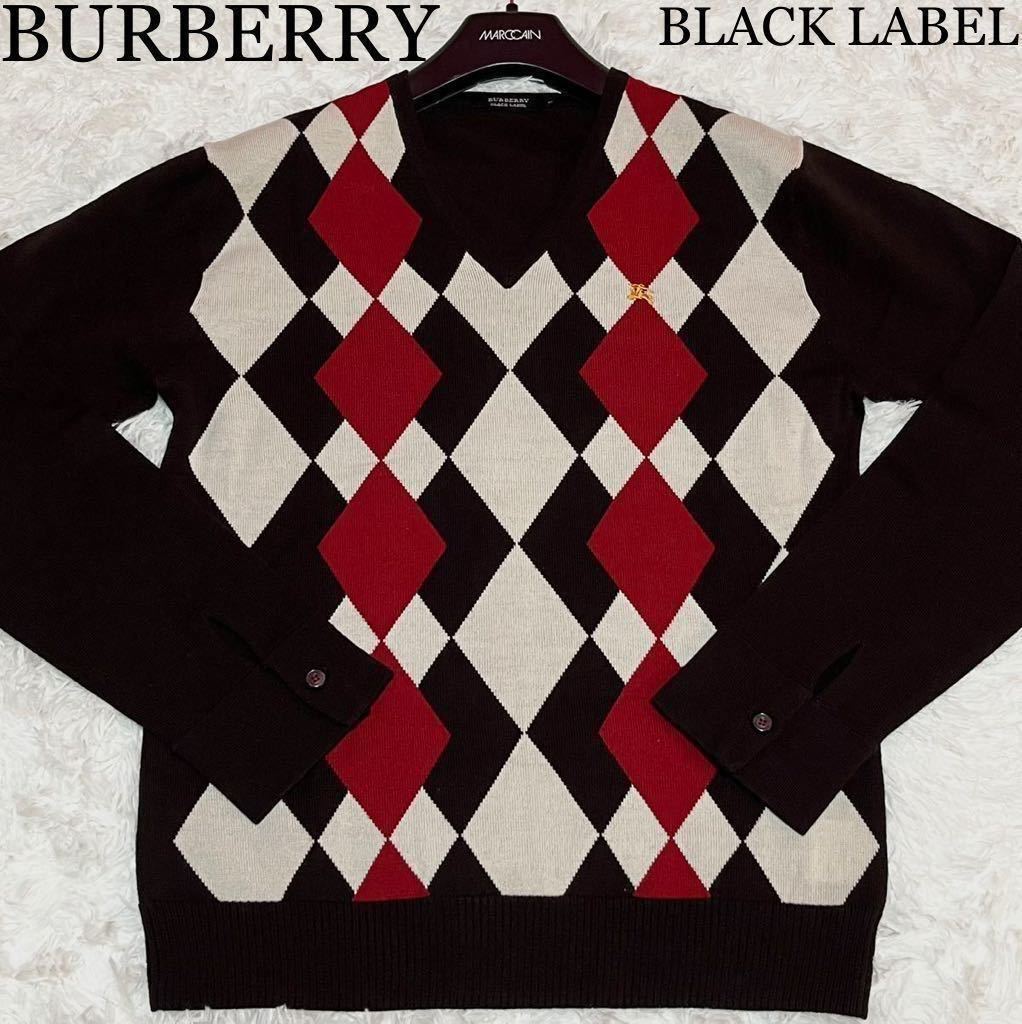 1円~美品 BURBERRY BLACK LABEL ホース アーガイル柄 チェック 