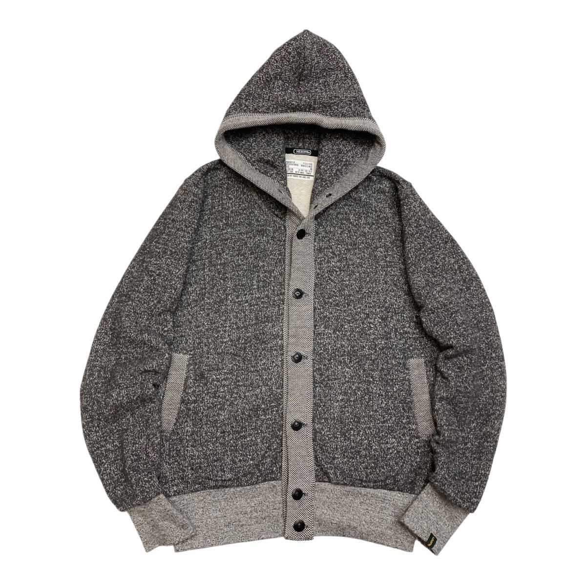 極美品！￥29，700 NEXUSVII×LOOPWHEELER ネクサスセブン×ループウィラー HOODIE BUTTON SWEAT CARDIGAN 杢 チャコール/46(M) 日本製