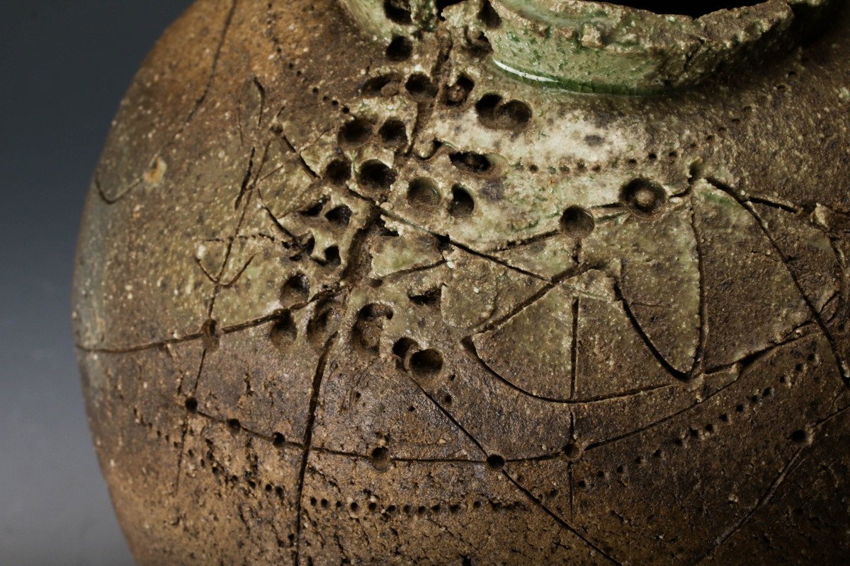 Yahoo!オークション 加藤清之 高さ27cm 灰釉壷 共箱 本物保証 -「加藤