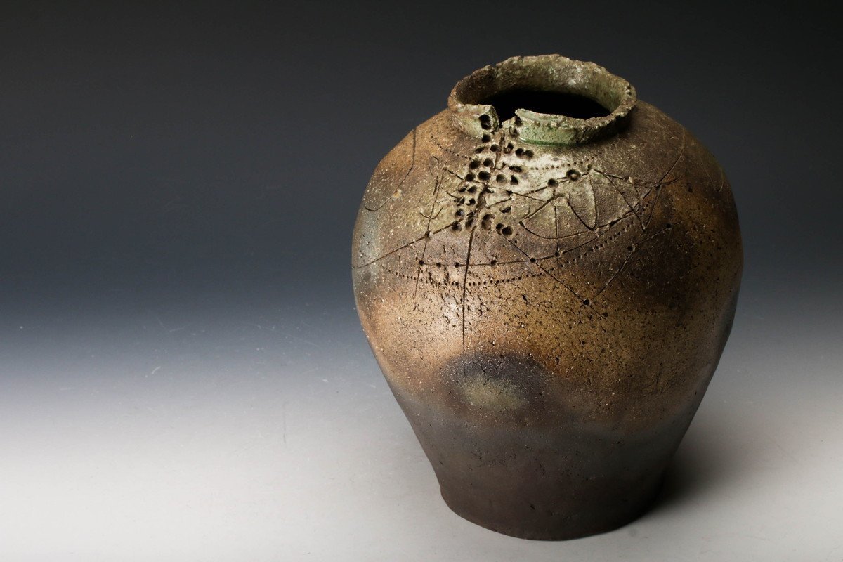 Yahoo!オークション 加藤清之 高さ27cm 灰釉壷 共箱 本物保証 -「加藤