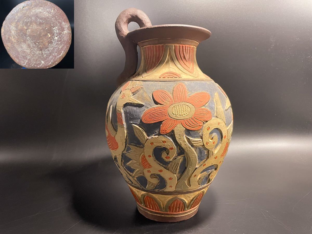  DH584 琉球古典焼 花鳥紋盛上彫壺 大振り三彩釉花瓶 掻落鳳凰紋 壺屋 H30cm(壺屋)｜売買されたオークション情報、yahooの商品情報をアーカイブ公開 - オークファン 壺屋