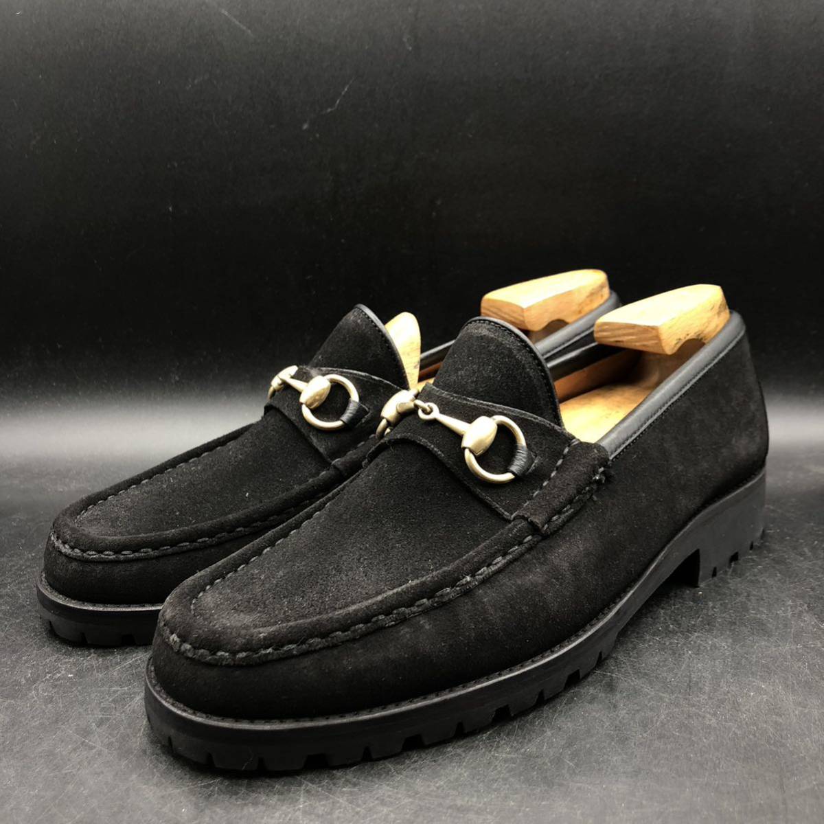 M1306 未使用 GUCCI グッチ レザースリッポン ビットローファー 8.5 E