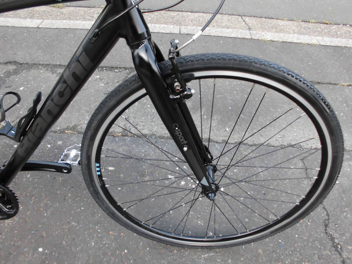 1円～Bianchi ビアンキ C-sport 軽快クロスバイク 24段 黒色8318(M 