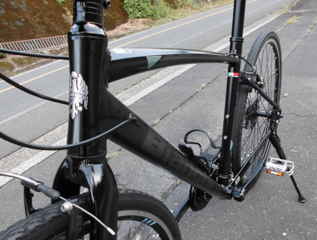 1円～Bianchi ビアンキ C-sport 軽快クロスバイク 24段 黒色8318(M 