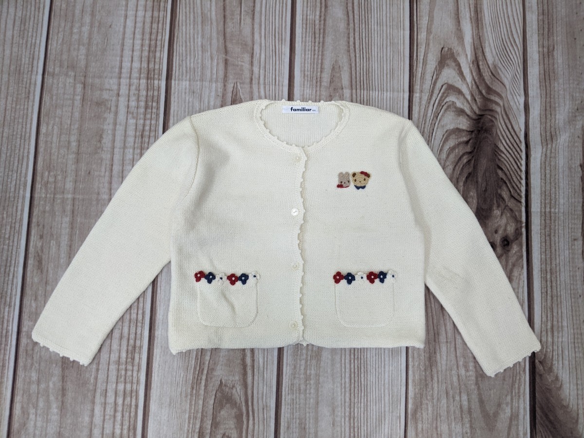 16 ファミリア familiar アップリケデザイン ウール混紡 アクリル  