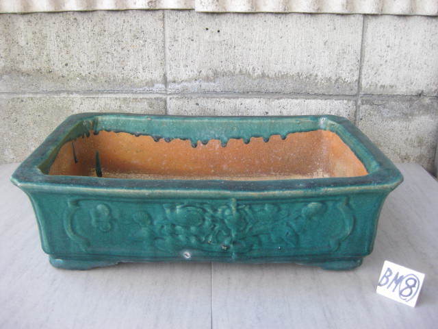 中国　 広東鉢　　長角外縁浮絵 16号（50cm）　中古 BM-⑧　　　盆栽 雑木 紅葉 楓 皐月