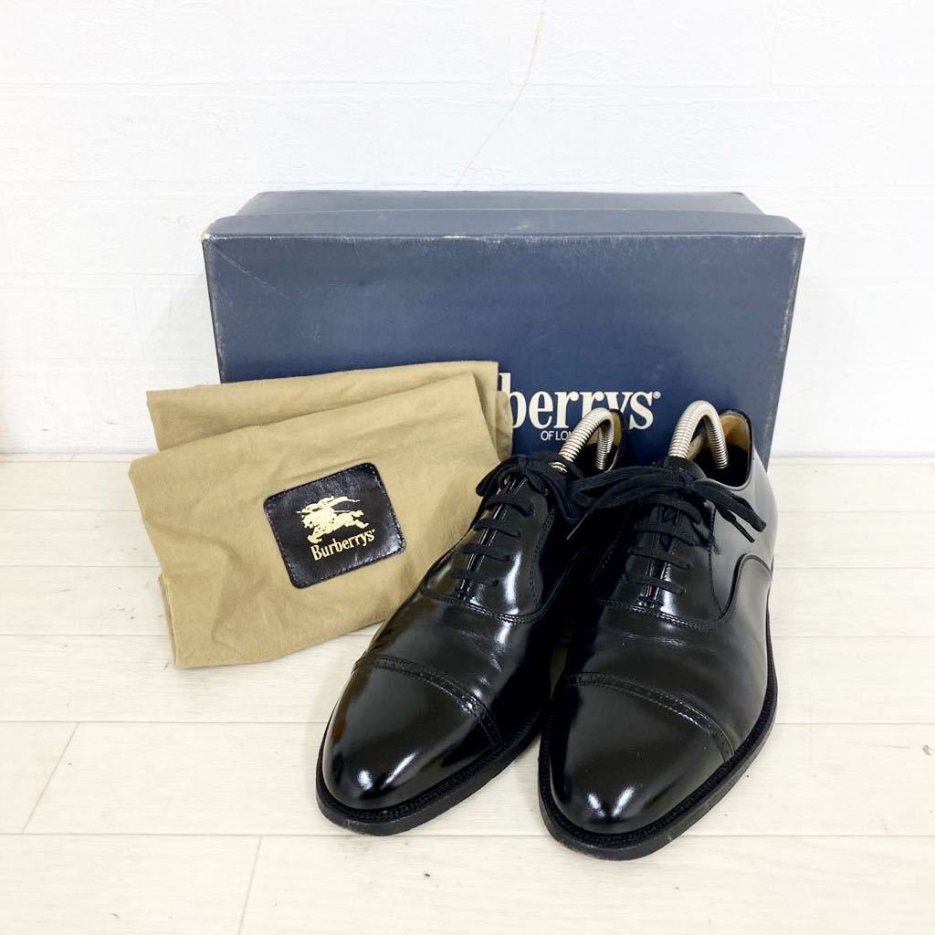 1154△ 日本製 箱付き Burberry バーバリー 靴 シューズ ビジネス ストレートチップ ユニセックス カジュアル ブラック 男女兼用23.5EE