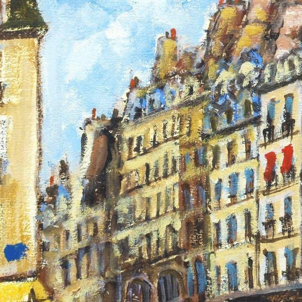 真作】【WISH】関拓司「サンジェルマン風景」紙に油彩 6号 ◇パリ街角逸品