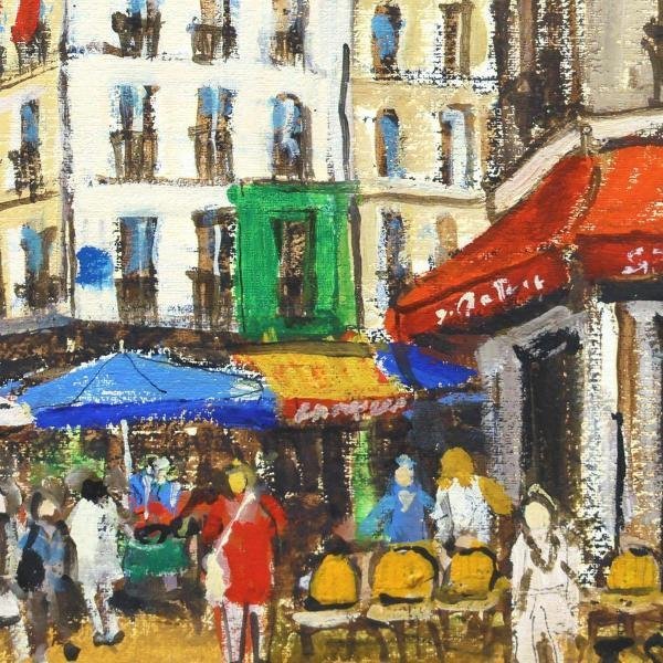 真作WISH関拓司「サンジェルマン風景」紙に油彩 6号 ◇パリ街角 【真