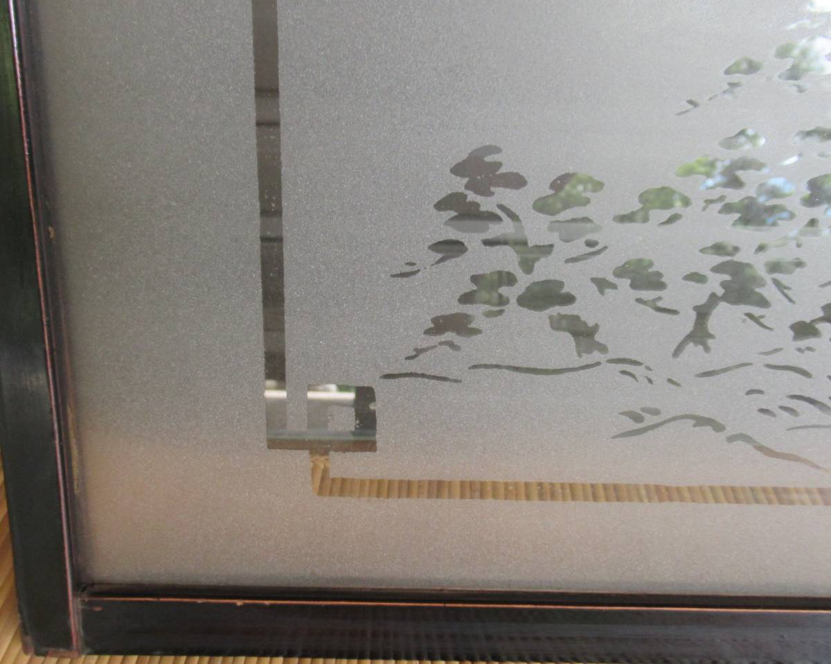 大正浪漫『すりガラス欄間②「富士に松原の図」(80×34㎝)』昭和レトロ