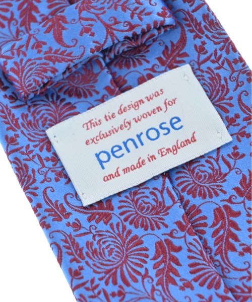 Penrose ペンローズ シルク ネクタイ 19 リーフ柄 ネイビー ボルドー
