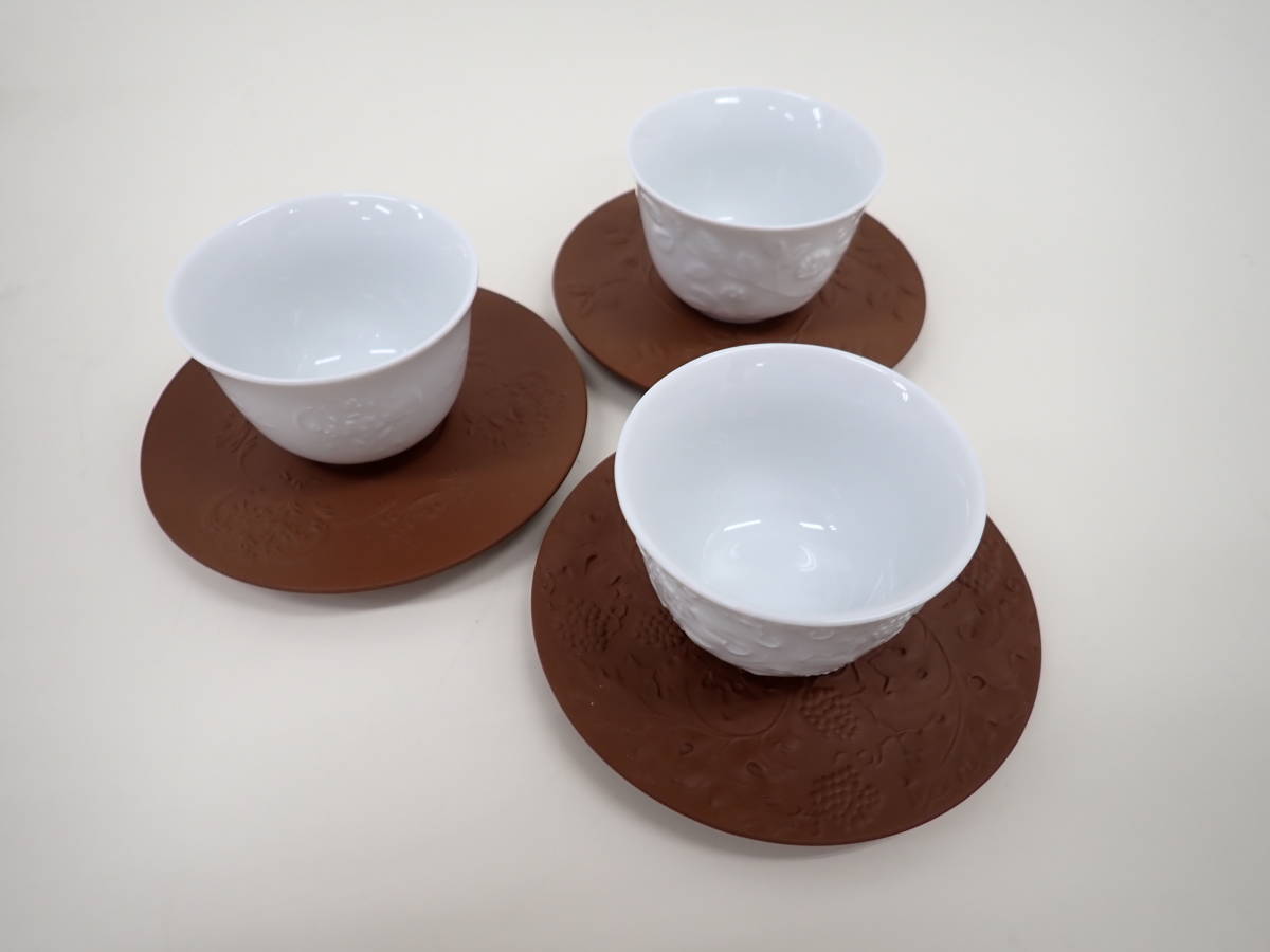 h3F154Z5 平安春峰 染付 蘭花文 こぼし 茶入 茶巾筒 茶巾入 箸入 6点