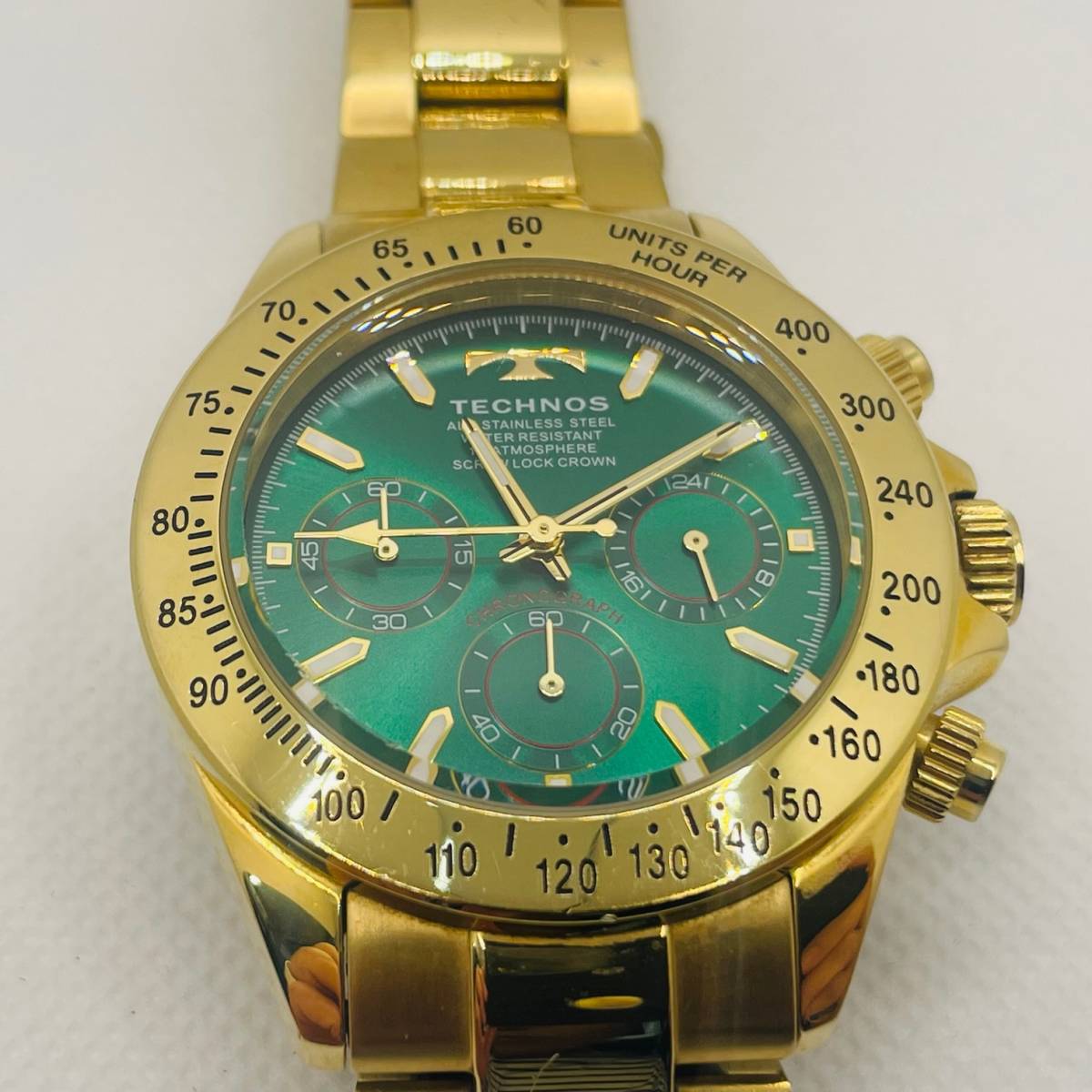 中古品 TECHNOS 腕時計 T4684 メンズ クロノグラフ クォーツ腕時計 