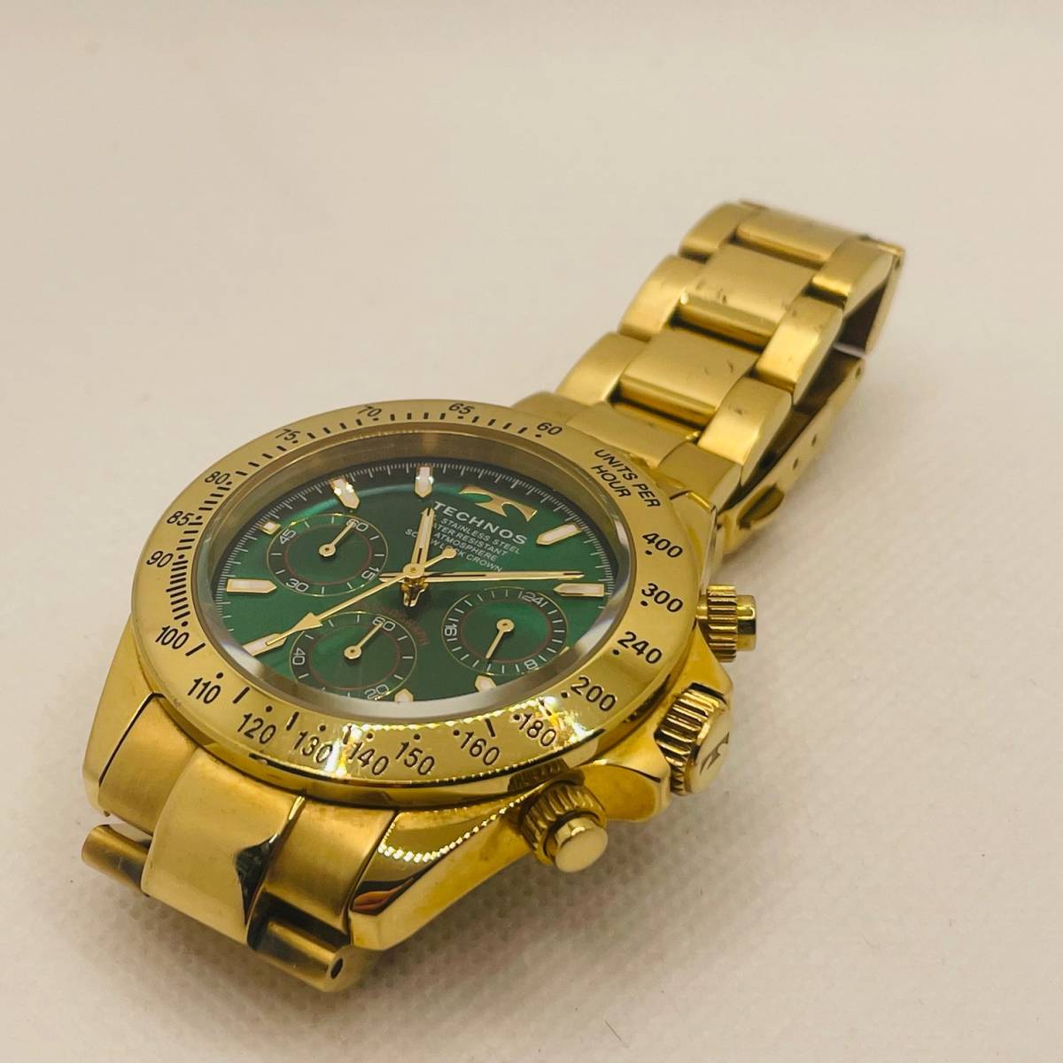 中古品 TECHNOS 腕時計 T4684 メンズ クロノグラフ クォーツ腕時計 