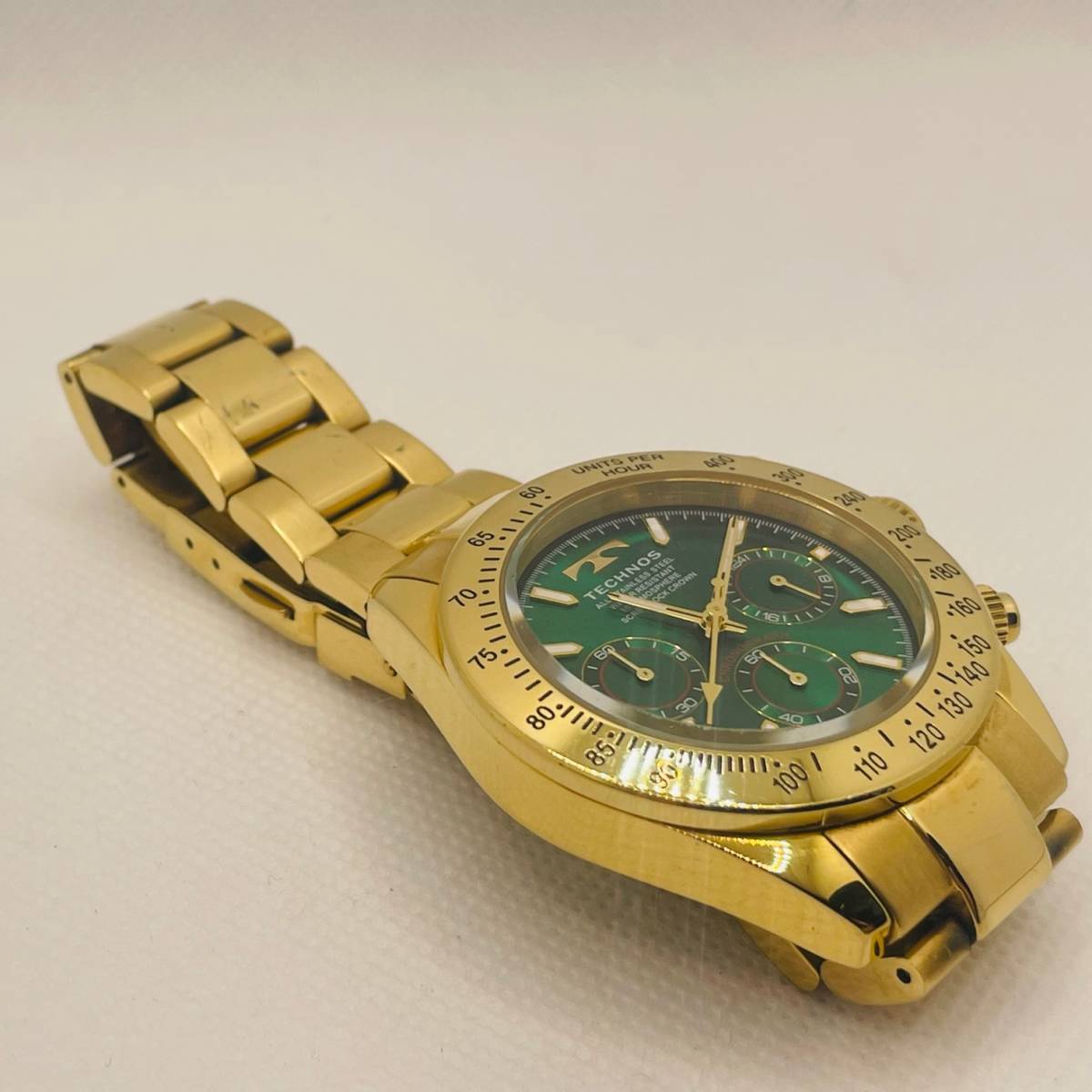 中古品 TECHNOS 腕時計 T4684 メンズ クロノグラフ クォーツ腕時計 