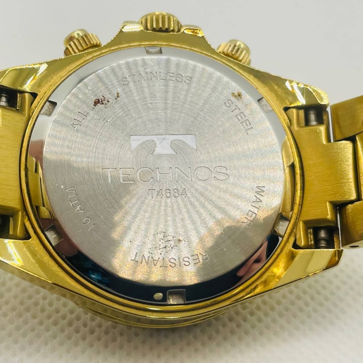 中古品 TECHNOS 腕時計 T4684 メンズ クロノグラフ クォーツ腕時計 