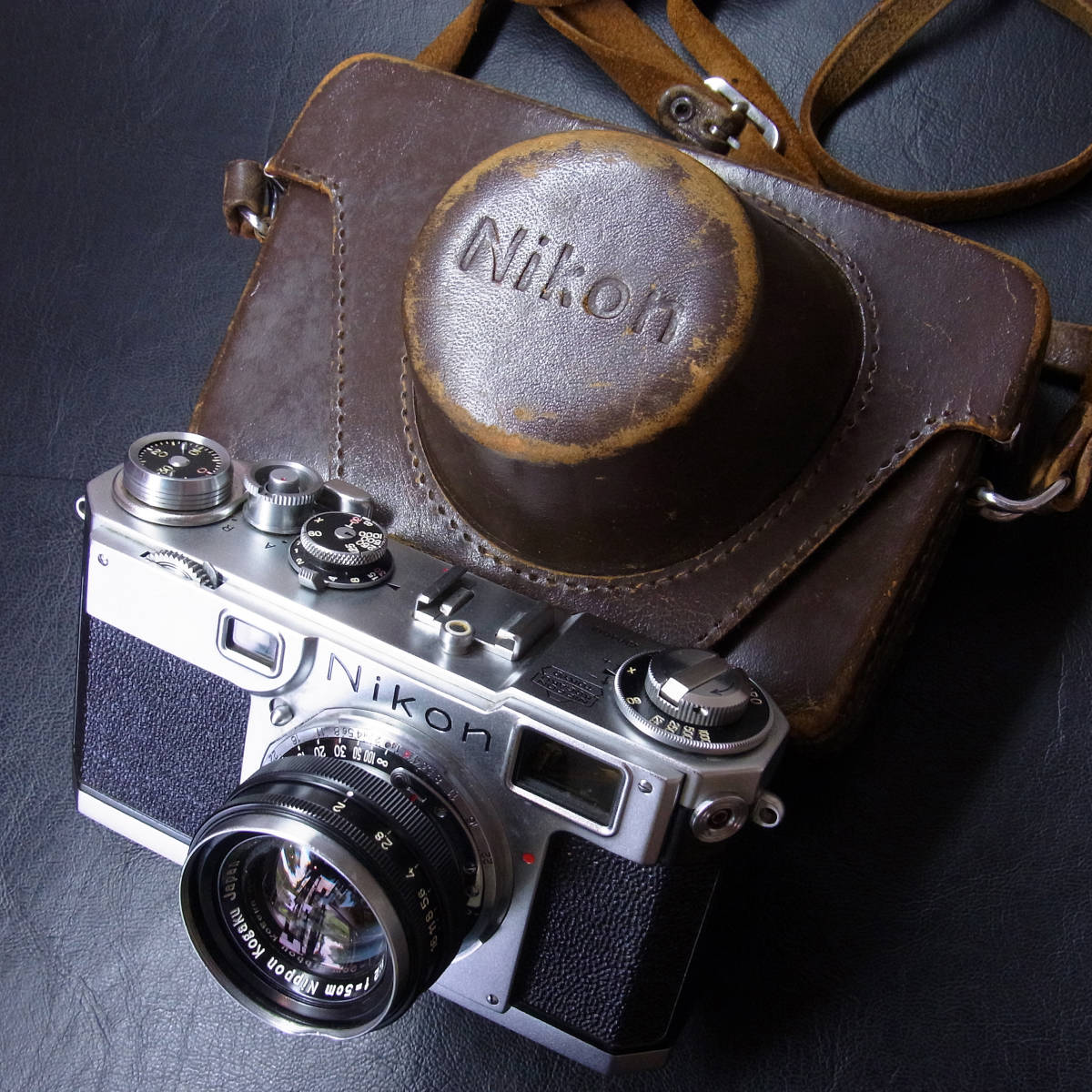 古カメラ Nikon S2 ブラックダイヤル Nikkor 2/5cm