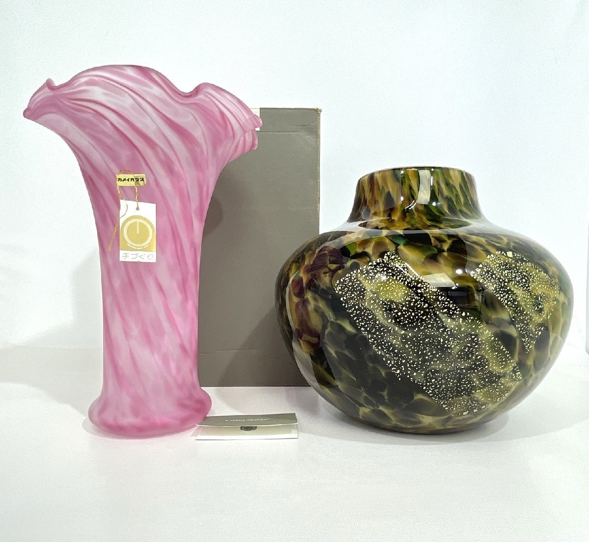 KAMEI GLASS花瓶 昭和レトロ カメイガラス KAMEI GLASS 花瓶 フラワー