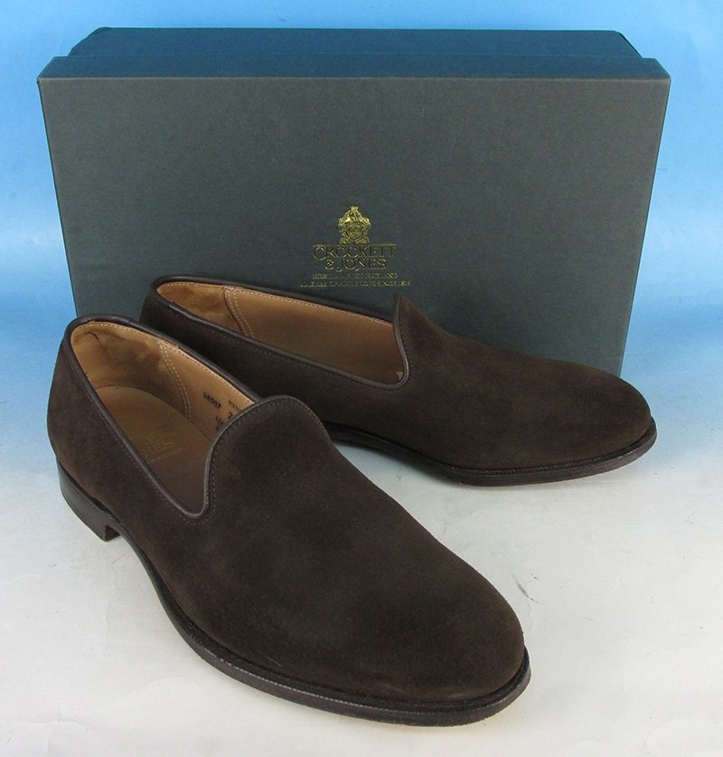 LFF14978 Crokett＆Jones クロケット＆ジョーンズ kensinton4 ケンジントン4 スリッポン シューズ 7 1/2 E ダークブラウン 美品