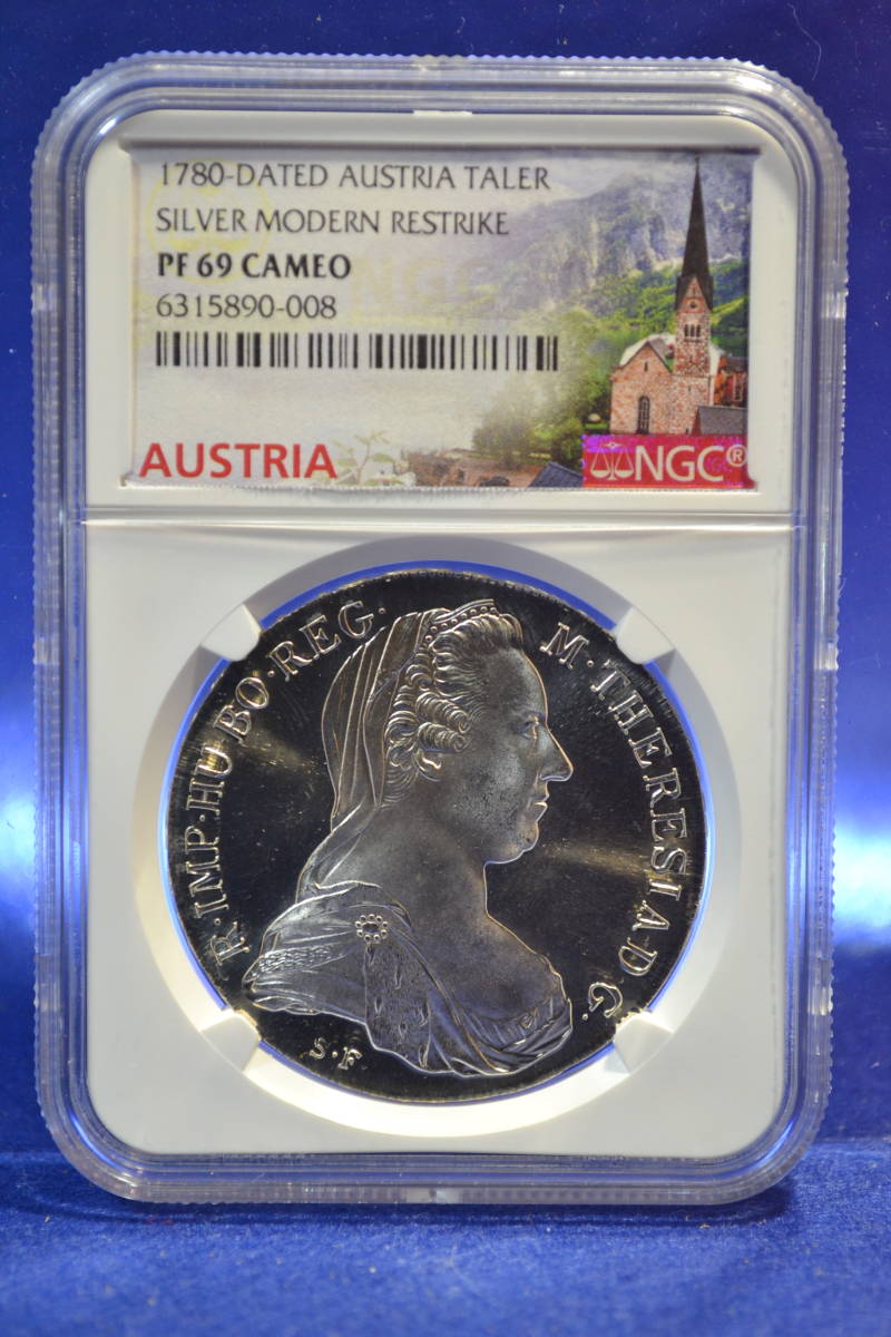 PF69◇世界1位鑑定◇008 マリア・テレジア 1780年 オーストリア ターラー銀貨 NGC