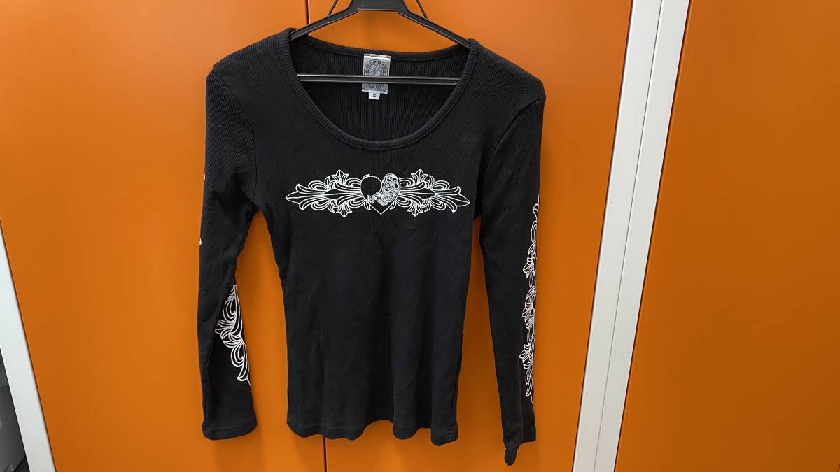 CHROME HEARTS クロムハーツ リブ 長袖 Tシャツ コットン100% トップス サイズ Sサイズ 洋服
