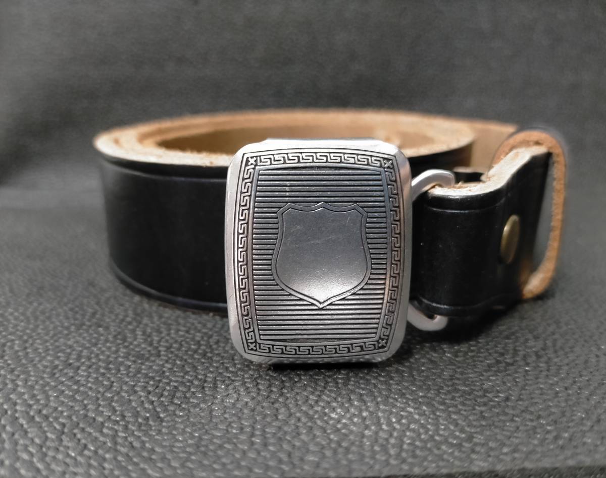 未使用送料無料 RRL ブラックレザーガチャベルト イタリア製 ダブル  