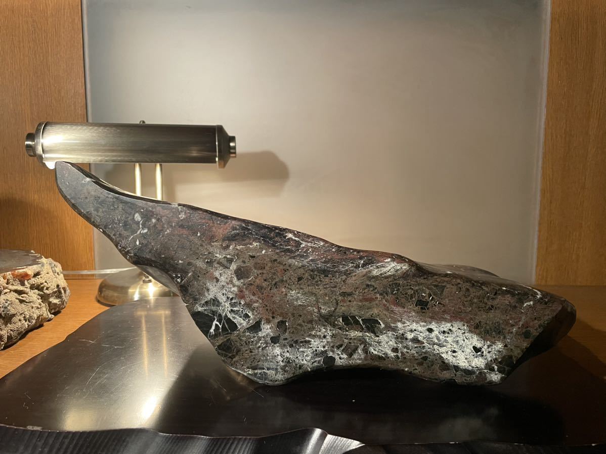 売切※【信濃美術石博物館】水石 盆栽 佐渡錦紅石 横43×高16(cm)8.2kg