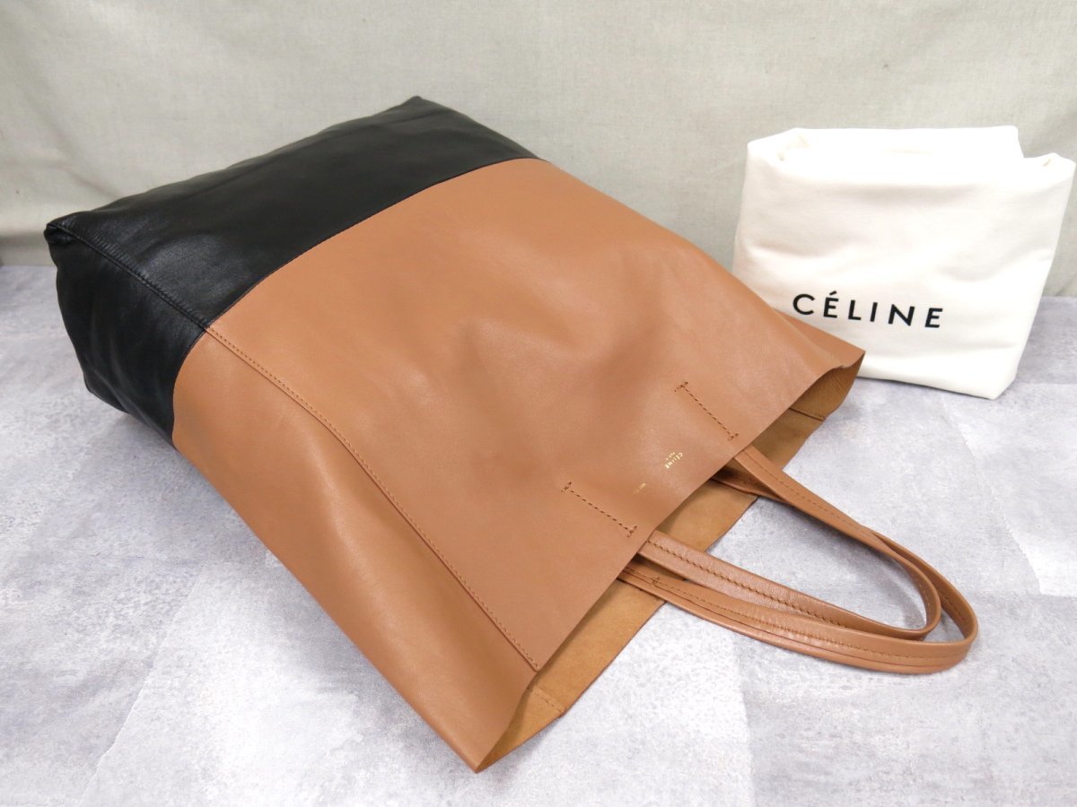 ○超美品○CELINE セリーヌ○ホリゾンタルカバ○バイカラー○カーフ 