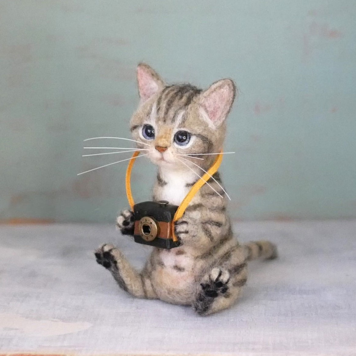 ◇maltaマルタ 猫 羊毛フェルト ミニチュアこねこ キジトラ ミニチュア