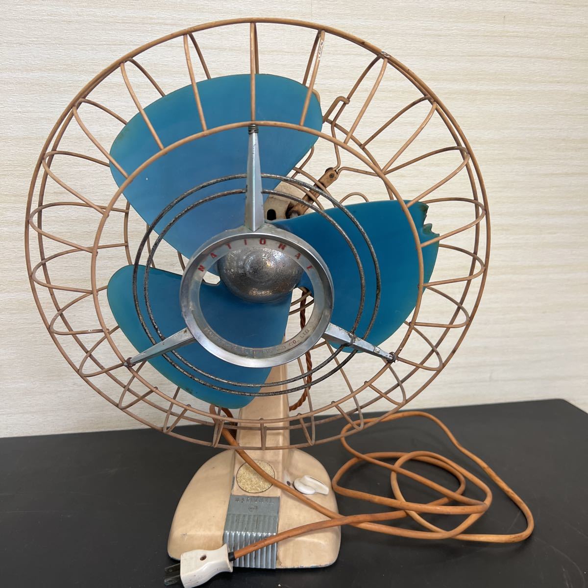 t9-402 National ナショナル レトロ扇風機 M-8B 3枚羽 中古品 難あり