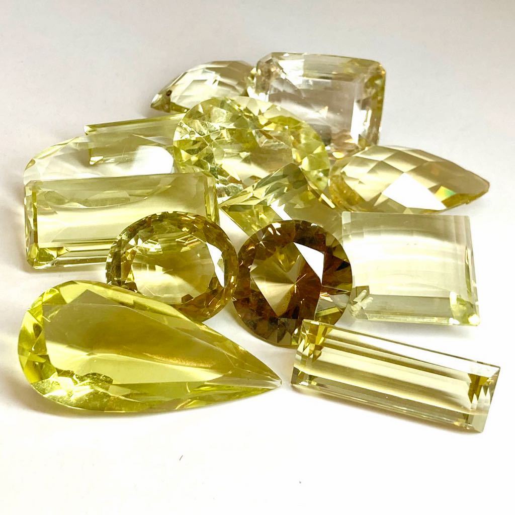 天然レモンクォーツ13点おまとめ 500ct］O ルース 裸石 宝石 