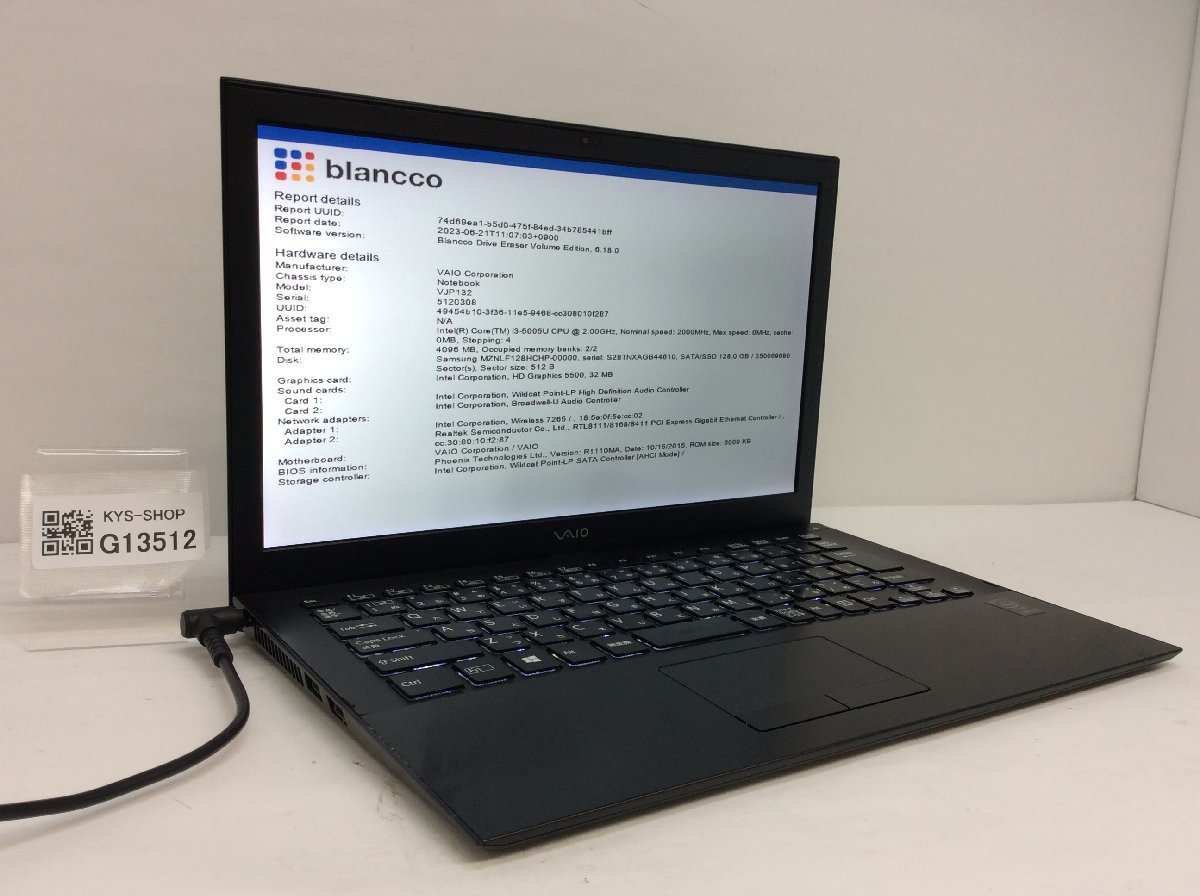 Core Intel VJP132 VAIO i3-5005U メモリ4.1GB SSD128 ジャンク⁄ 5th 