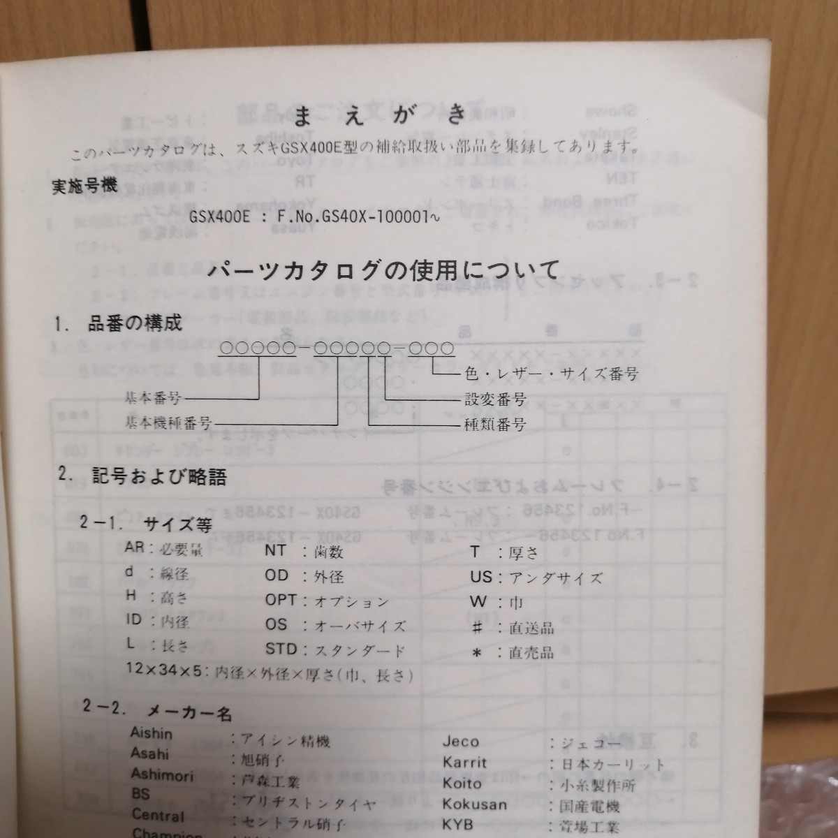 スズキ GSX400E パーツカタログ レストア メンテナンス ザリ 部品