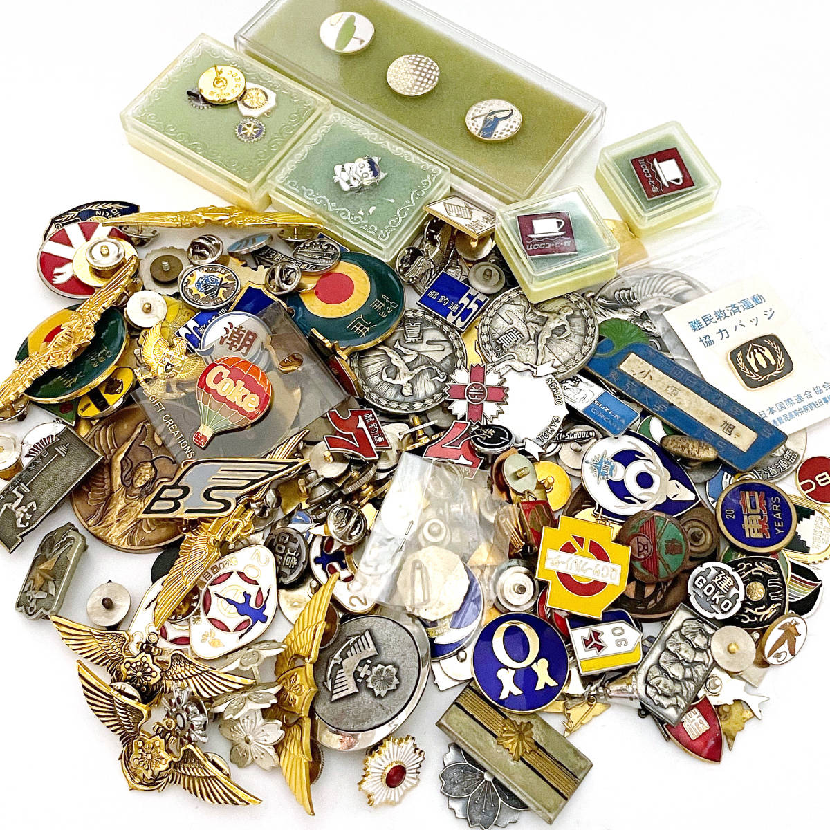 校章・企業・サークル・釣連盟・地方大会等のピンバッジ 大量 まとめ売り 約160個（