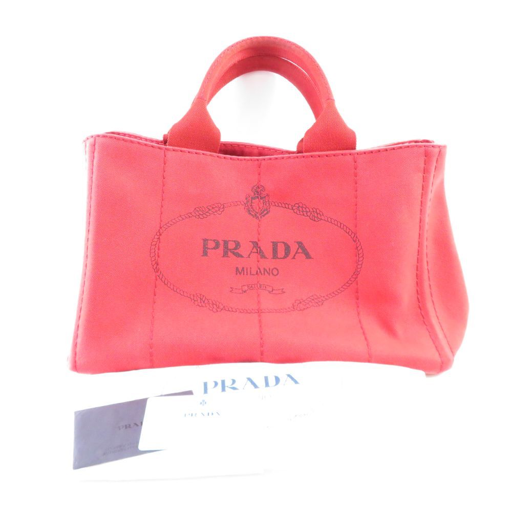 美品 PRADA プラダ BN1877 カナパ トートバッグ キャンバス ハンド 赤  