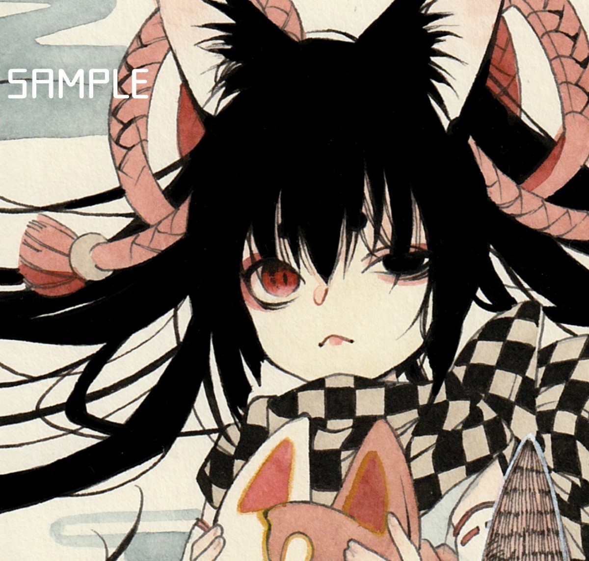 手描きイラスト 【おきつねさま】◇オリジナル◇創作◇絵画◇約ハガキ