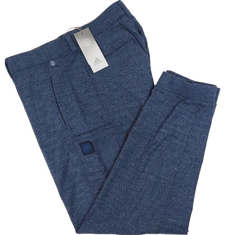 P454 新品 アディダスゴルフ メランジ調 ストレッチ ジョガーパンツ adidas GOLF ベルトループ 微起毛 (サイズ:88) CRENAV