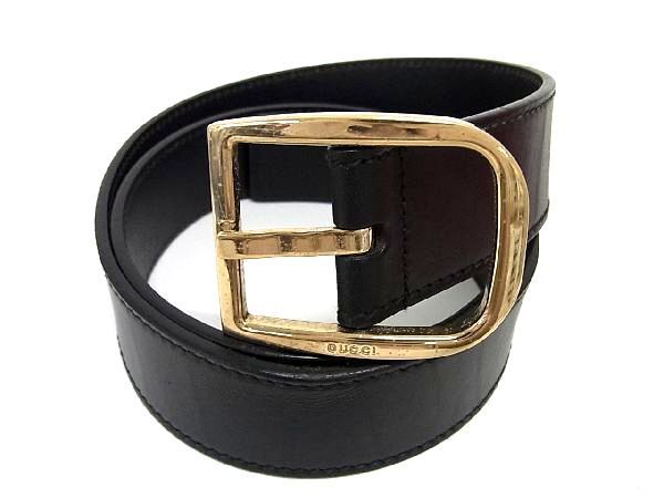 極美品　グッチ　GUCCI　レザーベルト　ホースビット　ゴールド金具　イタリア製 極美品 グッチ GUCCI レザーベルト ホースビット ゴールド金具