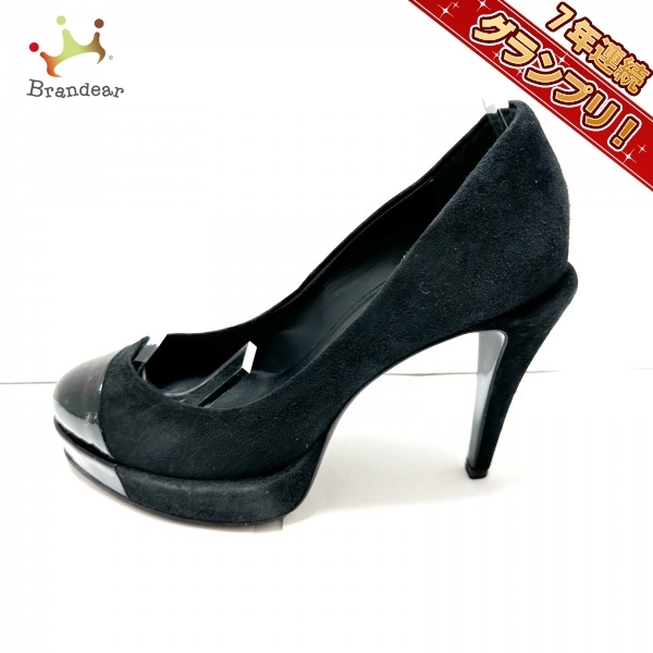 シャネル CHANEL パンプス 35 G27920 - スエード×エナメル（レザー） 黒 レディース アウトソール張替済 靴