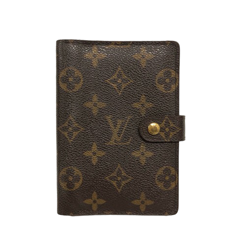 ルイヴィトン LOUIS VUITTON アジェンダPM モノグラムキャンバス R20005 システム手帳 手帳ケース シグネチャー ロゴ 総柄 茶 ブラウン メ